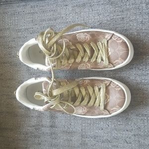 Re-posh: Coach Floral Embossed Sneakers with Gold Laces